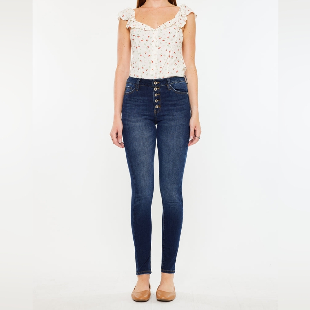 KanCan Lyla High Rise‎ Super Skinny Jeans dark dark wash size 1/24 like new